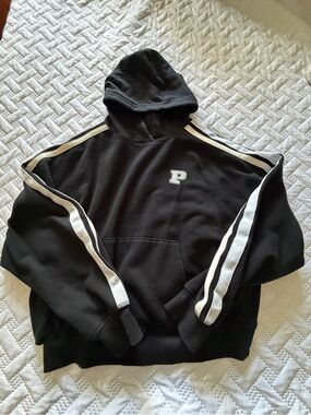 PINK Victoria's Secret Black Sweatshirt with Cream 'P' Patch